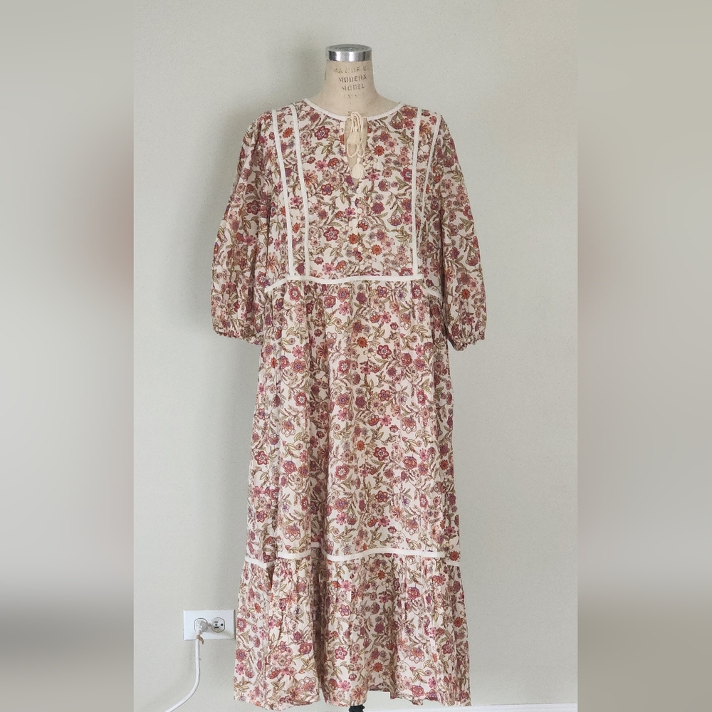 NWT Floral Print Dress with Puff Sleeves